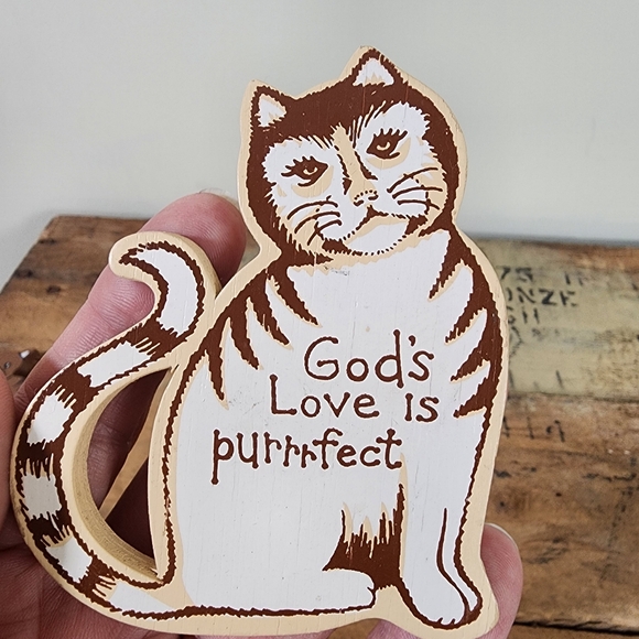 Set of 4 vintage wooden cat magnets - Picture 5 of 10